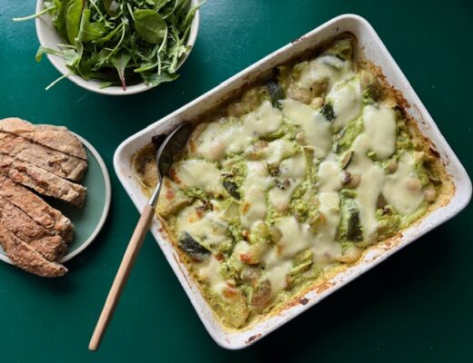 Grön potatisgratäng med zucchini och fetaost